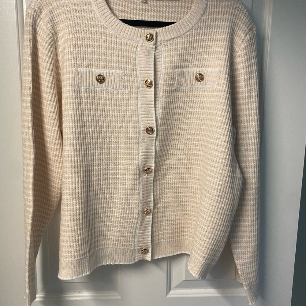 Cream Button-Up Women's Sweater